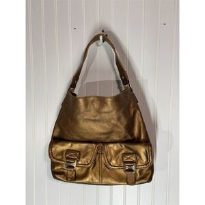 Michael Kors Bronze Metallic Leather Hobo Shoulder Bag Slouchy Y2K Mob Wife